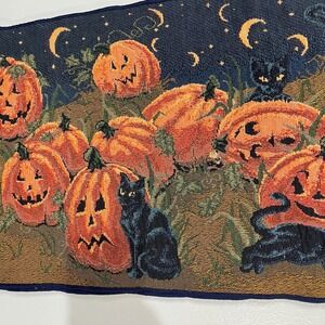 Kohl's PUMKATZ III Runner Table Runner Halloween Black Cats Pumpkins Moon Stars‎